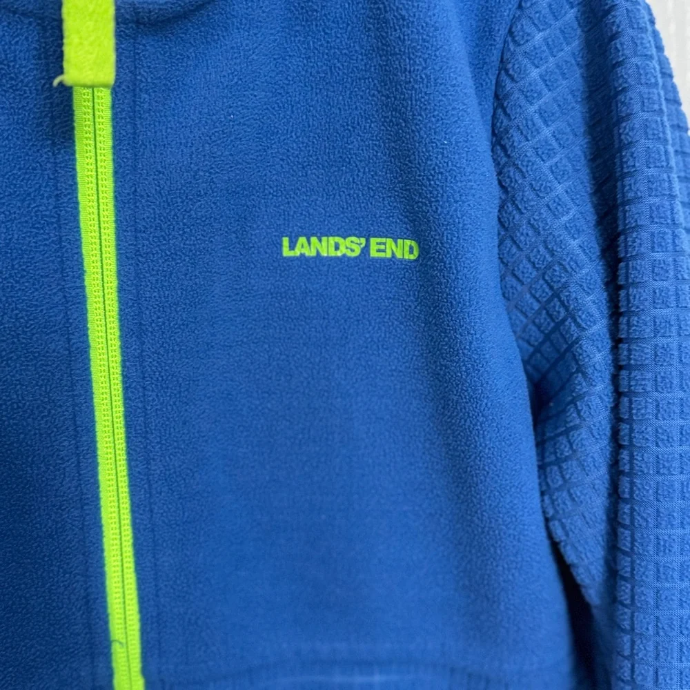 Land's End Youth Boys Sz Medium 8 Full Zip Grid Polar Tech Fleece Jacket EUC